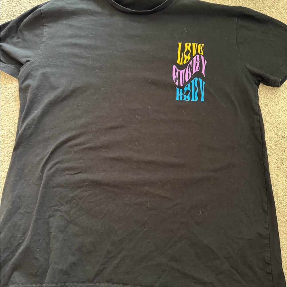 Black Graphic Tee with Colorful Chest Print - Love Every Body